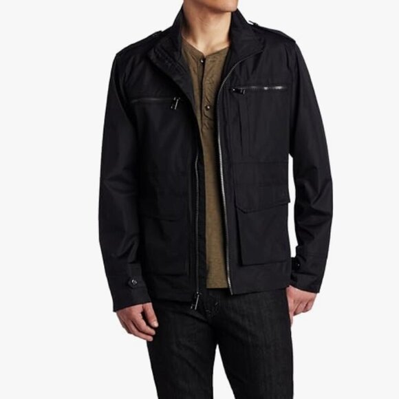 Marc New York by Andrew Marc Men's Black Clive Zip Up Utility Rain Jacket XL